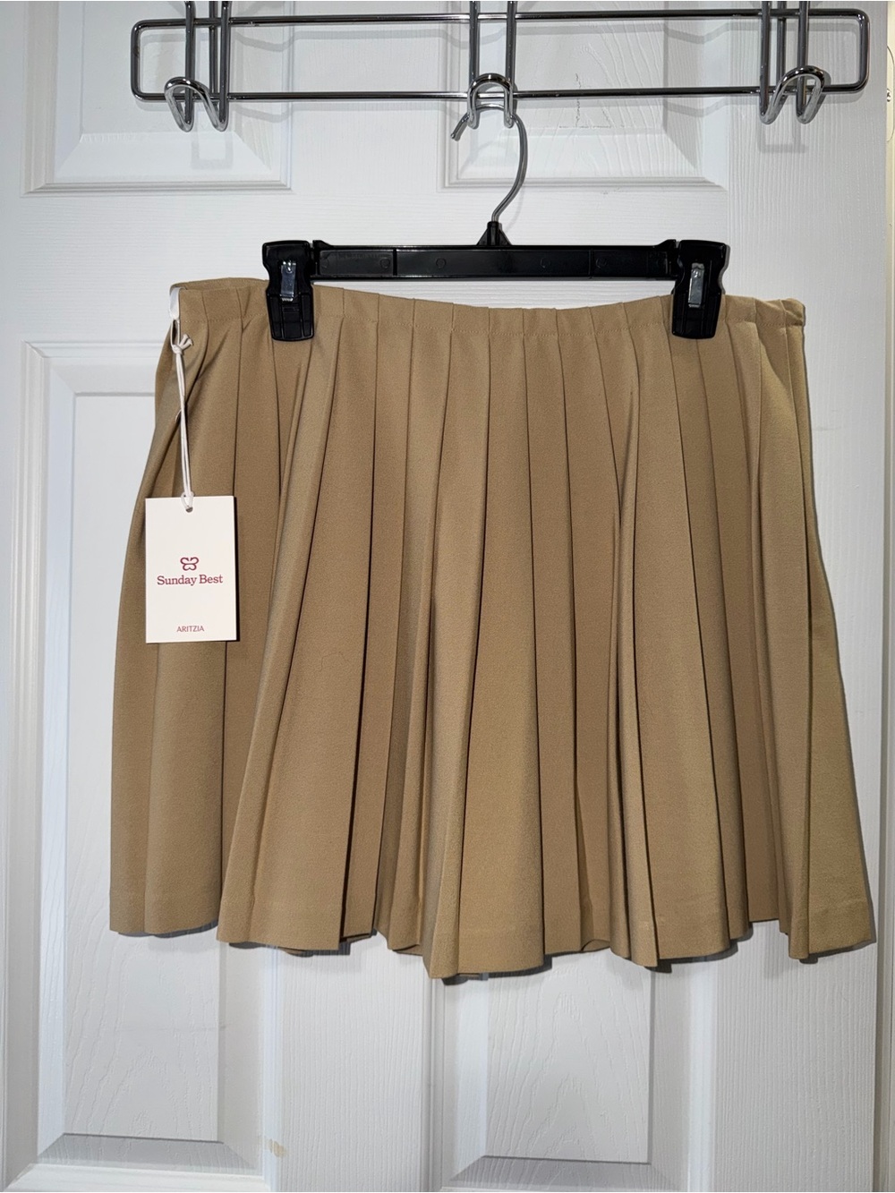 Sunday Best Tan Pleated Khaki Skirt